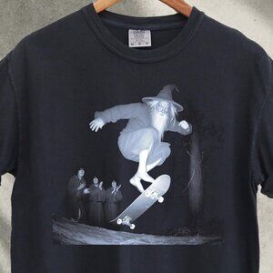 Wizard Skateboard Graphic T-Shirt | Dark Fantasy Skate Tee | Magical Skater